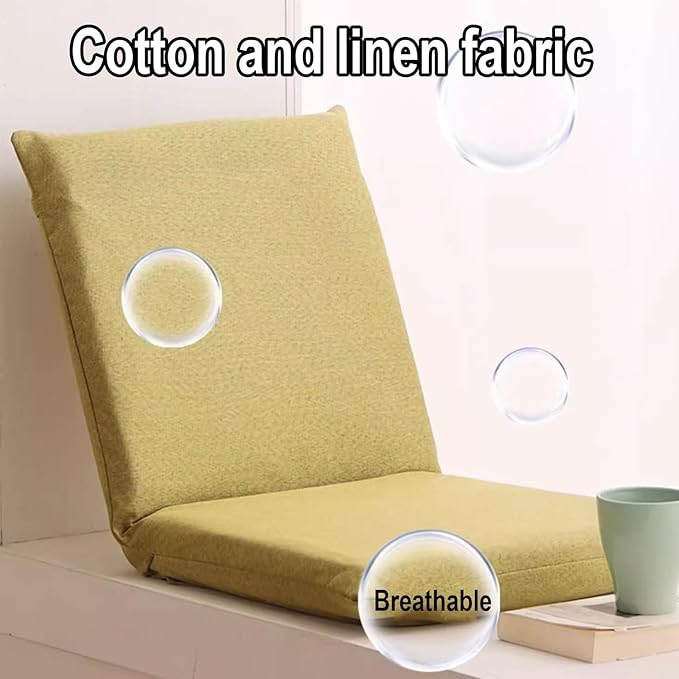 Floor Seating with Back Support Adjustable in 5 Levels Multi-Functional Meditation Chair Chair Cover Can Be Removed and Washed for Balcony Living Room(Green96 * 46 * 7CM)