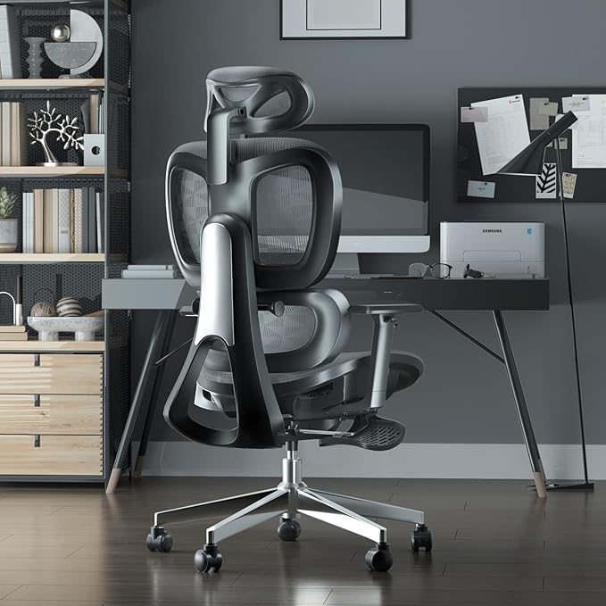 PatioMage Ergonomic Office Chair Big and Tall Desk Chair with Adjustable Lumbar Support &amp Seat Depth High Back Computer Chair Swivel Mesh Chairs with Wheels for Home Office Black