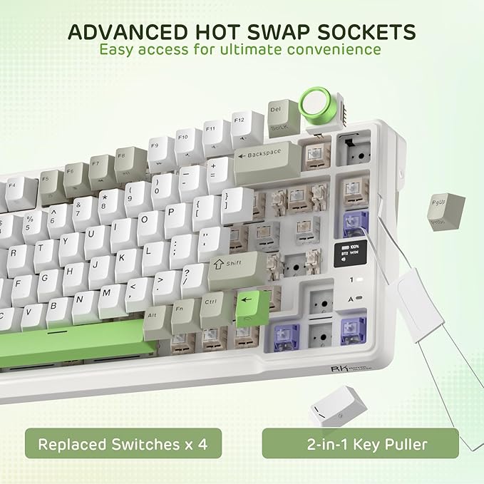 RK ROYAL KLUDGE L98 Wireless Mechanical Keyboard w/Left-Handed Southpaw Design Numpad &amp Hot Swappable Knob Tri-Mode 95% Keyboard BT/2.4G/USB-C Pro Software Gasket Mount Massive 8000mAh Battery
