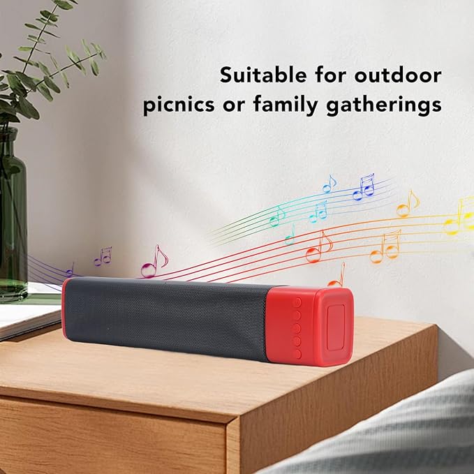 Yoidesu RGB Desktop Soundbar Bluetooth Computer Speaker with Dynamic Lighting Audio Light Sync Display 4Ω 5W for Home Gathering Outdoor Picnic (Red)