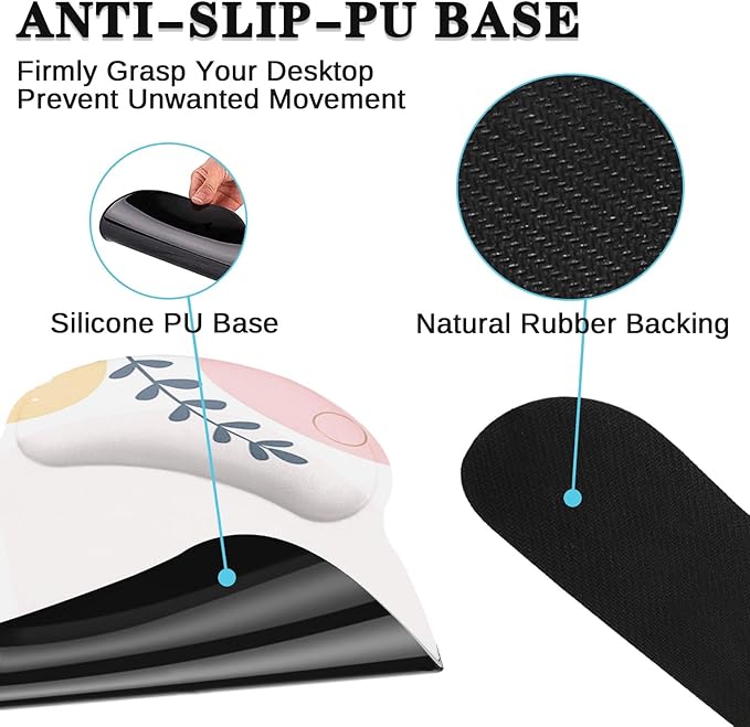 Arttown Pink Flower Botanical Desk Mat Leaves Vintage Mouse Pad Set with Wrist Support 4-in-1 Large Mousepad+Keyboard Wrist Rest+Mouse Wrist Rest+Coaster with Ergonomic Design Non-Slip Mat