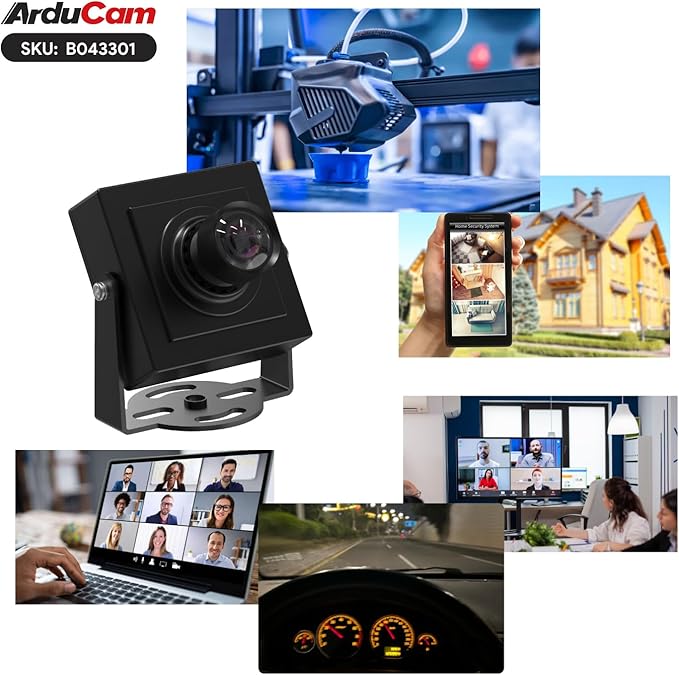 Arducam 12MP HDR USB Camera Module 101°(D) Wide Angle UVC Webcam with M12 Lens for Windows Linux Android and Mac OS