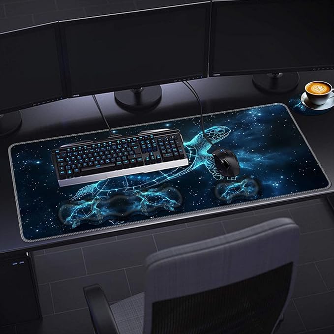 Keyboard Wrist Rest SetMemory Foam Wrist Support Mouse Pad31.5x11.8 Desk Mat for Comfortable Typing &amp Pain ReliefNon-Slip Base for Office &amp Home Use - Starry Sea Turtle