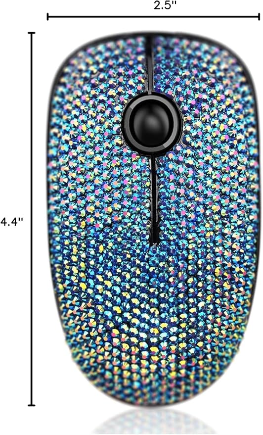 Luxury Bling Dazzling Crystal Rhinestone 2.4G Wireless Mouse for Laptop Notebook PC Computer MacBook Girls Gift - AB Blue