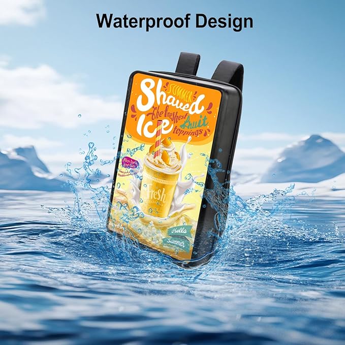 21.5 Inch Touchscreen Advertising Backpack 1000nits High Brightness LCD Screen Backpack IP65 Waterproof Digital Signage Backpack with USB/App/CMS Input for Auto Playback Split Screen Android 11OS