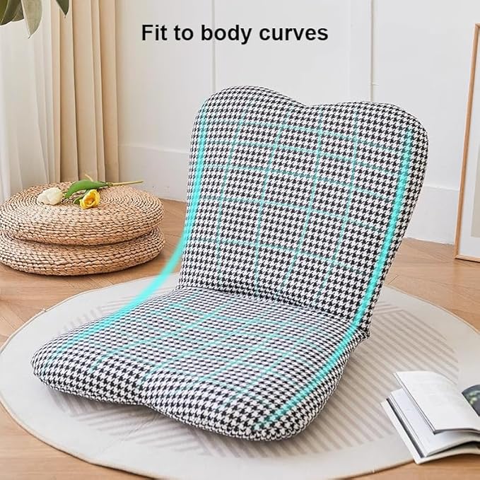 Floor Chair Padded Floor Chair Meditation Floor Seating Folding Floor Gaming Chair with 5 Adjustable Position Portable Floor Chair for Balcony Reading Bedroom Study RoomWhite