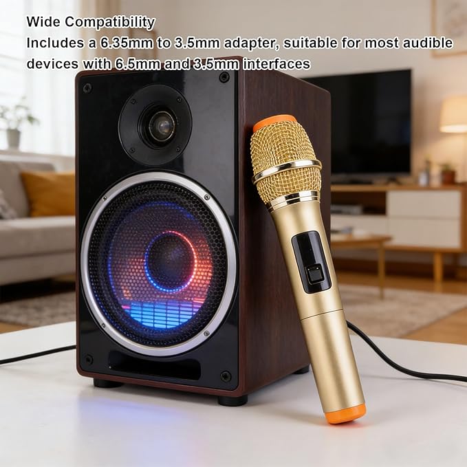 2.4G Wireless Microphone Professional Dynamic Mic with USB Receiver for Outdoor Stage Karaoke Computer Phone Speaker