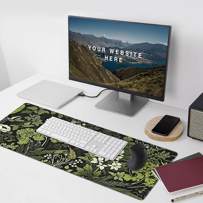 Botanical Garden Floral Mouse PadDesk MatLarge Waterproof Non-Slip Rubber Mousepad with Stitched Edges Office Home Computer Desk Accessories35.4X15.7