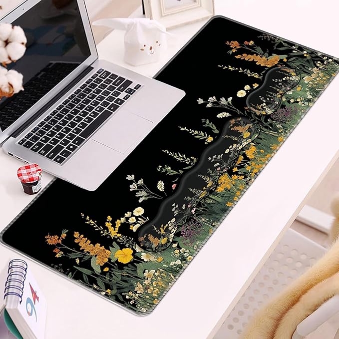 Keyboard Wrist Rest and Mouse Pad Set31.5x11.8 Inches Desk MatWaterproof Non-Slip Ergonomic Wrist Support for Pain ReliefExtended Desk Protector for Office Home GamingWeeds