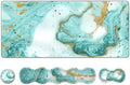 Upgraded Large Gaming Mouse Pad Keyboard Wrist Rest Pad Wrist Support Mousepad Set Artso Rubber Base Stitched Edges Multifunctional Desk Pad (35 x15.5 in) for Office Home Teal Turqoise Marble