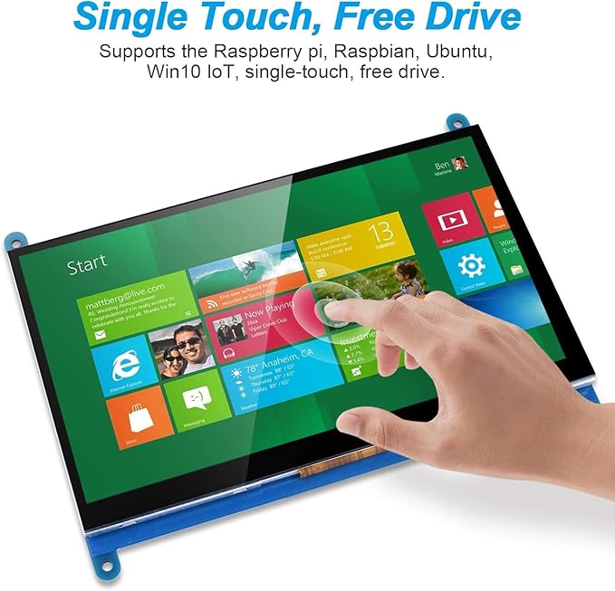 Yoidesu Capacitive Touch Screen 7 Inch for 3/2/1 1024 × 600 Full HD Portable Gaming Monitor with Backlit HDMI Touch Panel Compatible with 7 8 10