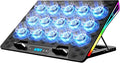 KeiBn Laptop Cooling Pad Gaming Laptop Fan Cooling Pad with 15 Quiet Fans RGB Laptop Cooler for 10-17.3 Inch 4 Height Stands 2 USB Ports - Blue