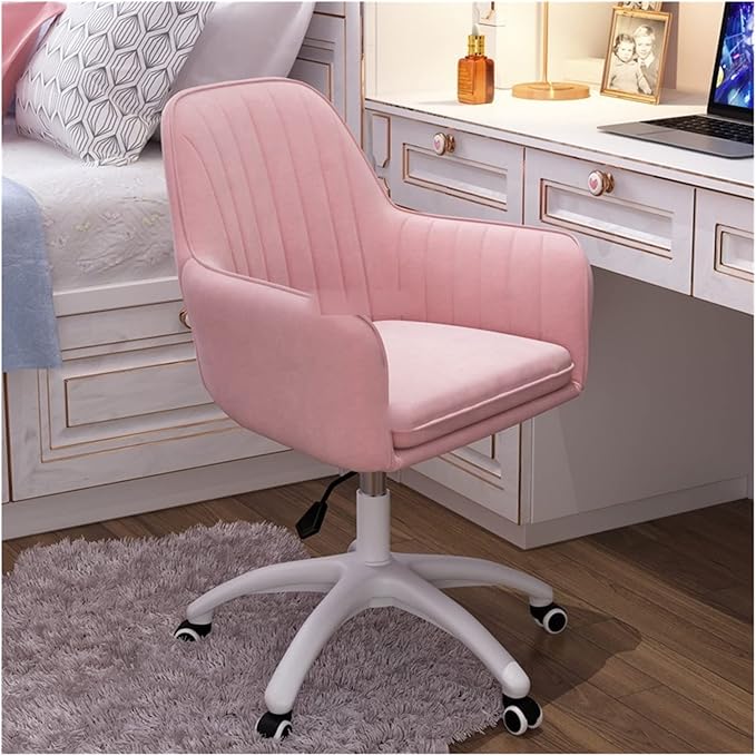 Adjustable Office Computer Chair with Armrest Furniture Office Home Bedroom Gaming Computer Chair Dormitory Back Lounge Chair(Pink)