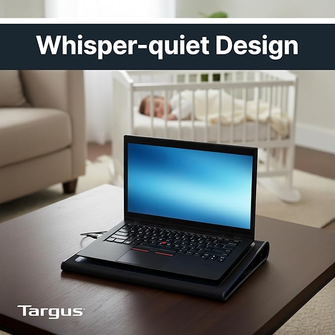 Targus 17 Inch Dual Fan Lap Chill Mat - Soft Neoprene Laptop Cooling Pad for Heat Protection Fits Most 17 Laptops and Smaller - USB-A Connected Dual Fans for Heat Dispersion (AWE55US)