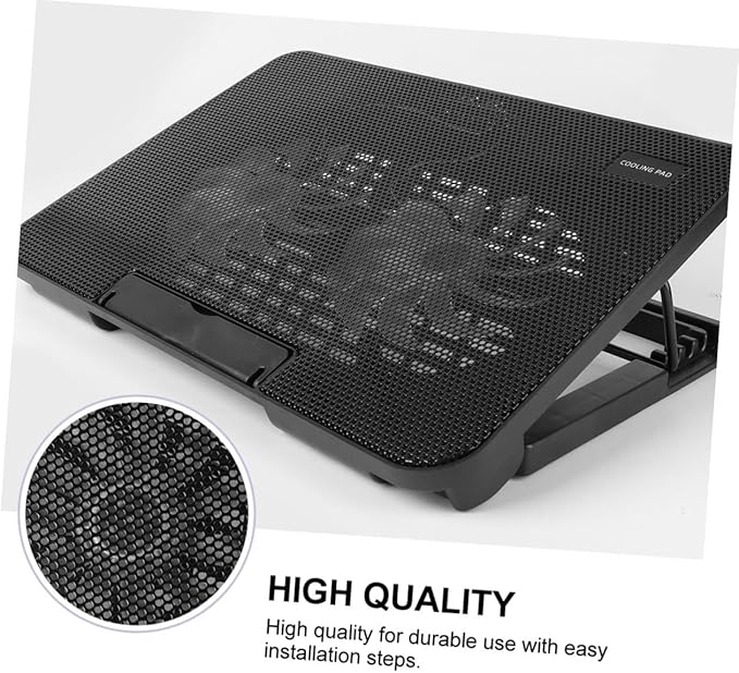 HOMSFOU Portable Laptop Cooler with USB Powered Fans Notebook Cooling Mat for Enhanced Heat Dissipation Energy Saving Black