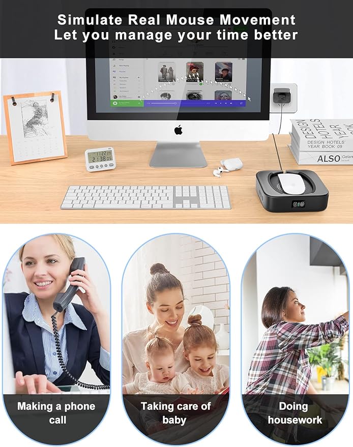 Meatanty Undetectable Mouse Mover Usb Physical Mouse Jiggler Moves Mouse Randomly Automatic Mouse Mover Device with Cover LED Display and ON/OFF Running Frequency Adjustable Keeps PC Laptop Active