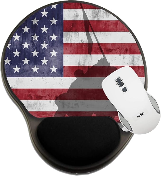 MSD Mousepad Wrist Rest Protected Mouse Pads Mat with Wrist Support Marine Corps War Memorial monument againts The ameri