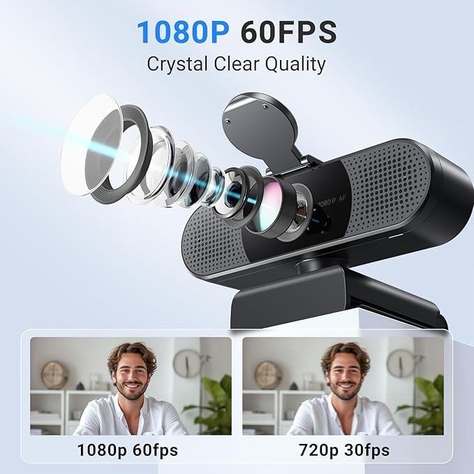 EMEET 2024 Upgraded C960 Webcam for PC Autofocus 1080P HD 73° View Angle Computer Camera w/Privacy Cover and Microphone Plug and Play USB Webcam for Video Calling/Zoom/Teams/Google Meet
