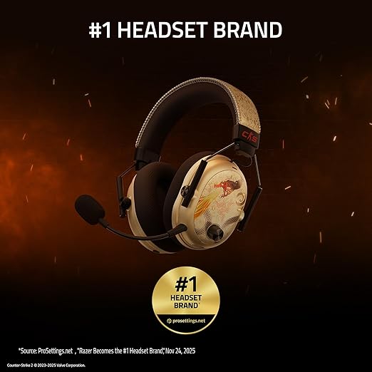 Razer BlackShark V3 Pro Wireless ANC Gaming Headset for PC: Full Band Mic - 50mm Drivers - 2.4 GHz Bluetooth USB 3.5mm - Works with Mac PS5 Nintendo Switch Smartphone - Counter-Strike 2 Edition