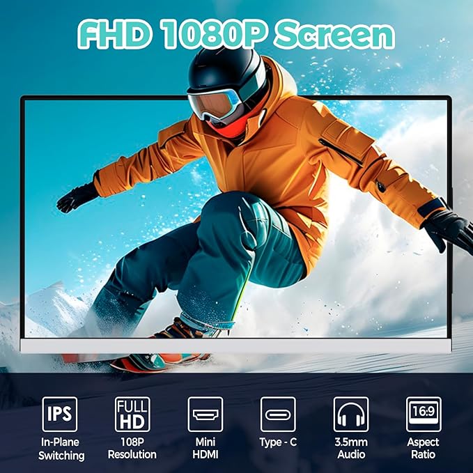 Laptop Screen Extender1080P FHD Portable Monitor with 360°Rotation Detachable Screen Triple Monitor Extender Plug &amp Play Fits Laptops (Mac/Win/Android) (15.6‘’ Triple Screen)