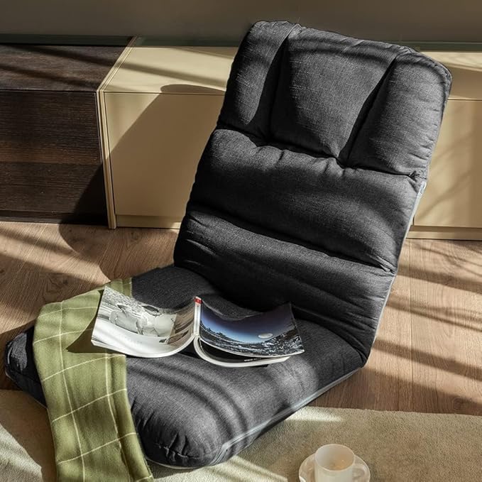 Gaming Floor Chair 6 Position Indoor Folding Padded with Back Support for Teens Adults Gaming Sofa Chair Chaise Lounge Chair for Living Room Bedroom - Dark Grey(Small Size)