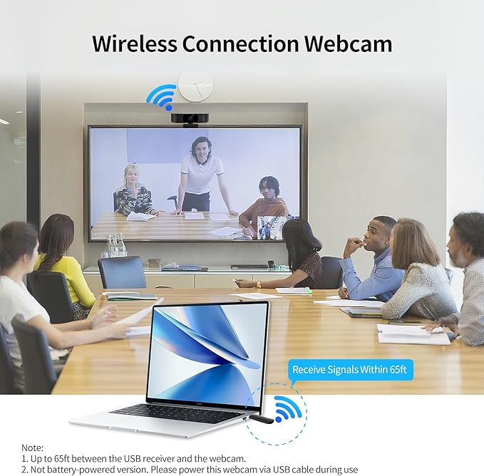 1080P Wireless Webcam for PC Webcam with Noise-reducing Mic 92°FOV360° Rotation Plug and Play Wireless Camera Works with Skype Zoom for indoor and outdoor Conference meetings video calls