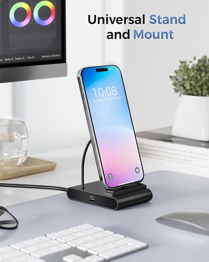 Cable Matters 5-in-1 iPhone 16/15 USB C Hub HDMI 4K@60Hz iPad Docking Station with Gigabit Ethernet USB-A 3.2 Port 100W PD USBC Hub Stand for iPhone 16/15 Pro Max iPad Pro Galaxy S23 Ultra