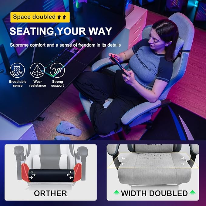 GTPLAYER Gaming Chair Computer Office Chair with Pocket Spring Cushion Linkage Armrests and Footrest High Back Ergonomic Computer Chair with Lumbar Support Task Chair with Footrest