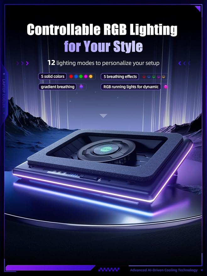 llano V12 Ultra Laptop Cooling Pad Bundle with Memory Foam Seal &amp Dust-Proof