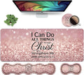 Ergonomic Keyboard Wrist Rest &amp Mouse Pad Wrist Rest SetLarge XXL Gaming Desk Mat 31.5x 11.8 Non-Slip BaseMemory Foam Easy Typing Pain Relief for Office &amp HomeQuote Bible Verse Philippi
