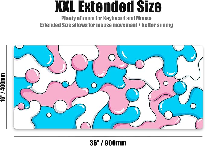 Kraken Gaming Mouse Pad Large Cotton Candy XXL Mouse Pad for Gaming - Desk Mat for Keyboard - Thick Artisan Mousepad for Desk (Cotton Candy Drip)