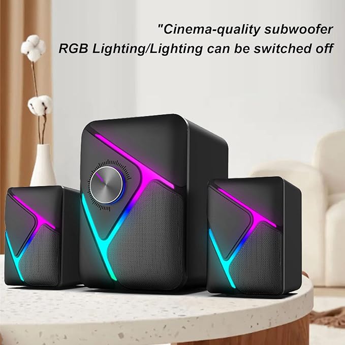 Goshyda Gaming Desktop Speaker Subwoofer RGB Small Speakers with USB for TV Computer Phone
