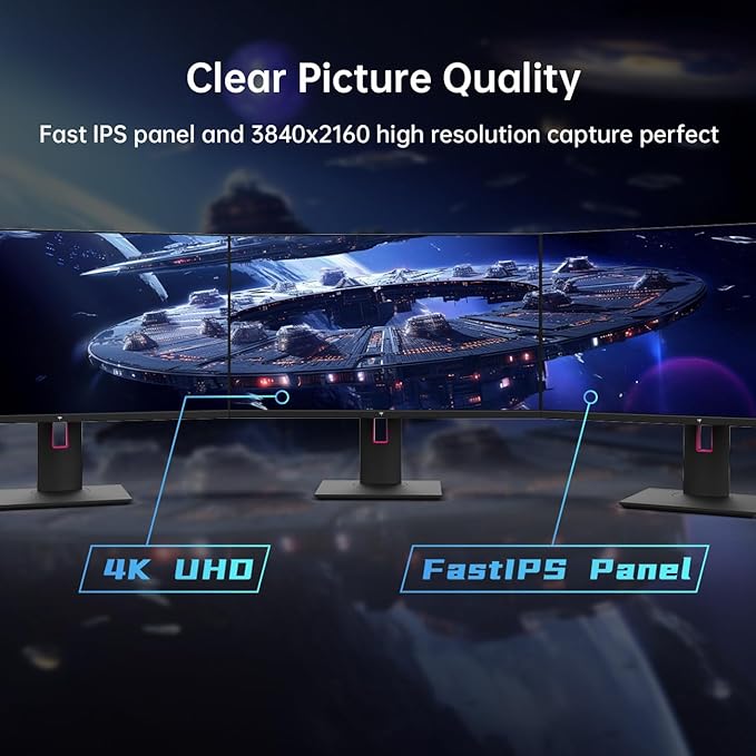 KTC 27 Inch 4K Gaming Monitor UHD 160Hz/144Hz 1ms Fast IPS Monitor Freesync/G-Sync HDR400 132% sRGB HDMI DisplayPort VESA Tilt/Height/Pivot Adjustable H27P22S (Renewed)