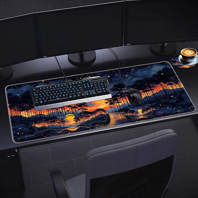 Keyboard Wrist Rest SetMemory Foam Wrist Support Mouse Pad31.5x11.8 Desk Mat for Comfortable Typing &amp Pain ReliefNon-Slip Base for Office &amp Home Use - Sunset