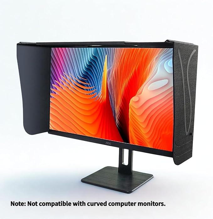 17–27 Inch Foldable Adjustable Monitor Hood | Privacy Sunshade (Fits 16.15–27.95in W/41–71cm ≤14.17in H/≤36cm) | Not for Curved Monitors