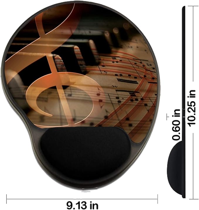 MSD Mousepad Wrist Rest Protected Mouse Pads/Mat with Wrist Support Design for Music Background Art Musical Texture Note Yellow Old Melody Abstract Color