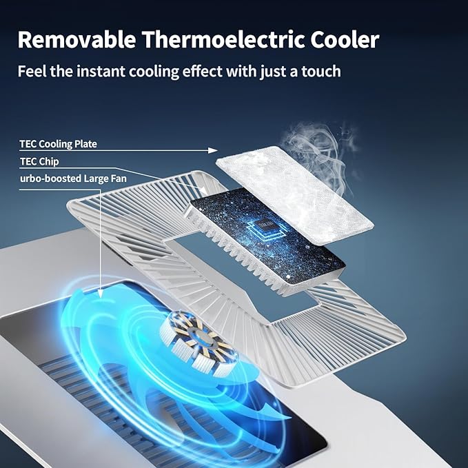 IMMOENUC Laptop Cooling Stand with Peltier Cooler Adjustable Height &amp Angle Whisper-Quiet Aluminum Thermoelectric Cooler for 12-19 Inch Laptops MacBook/Dell/HP/Lenovo Fast Cooling Notebook
