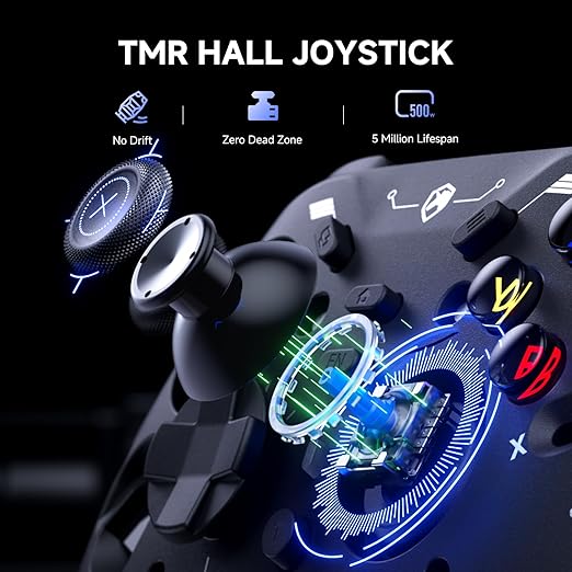ECHTPower EP04 Wireless PC Controller with TMR Joysticks &amp Dual Hall Triggers Multi-Platform Gamepad for PC/Switch/Switch2/iOS/Android 4-Motor Vibration Smart Charging Dock One-Click ABXY Swit