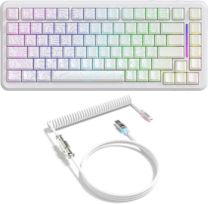 ATTACK SHARK X82 PRO HE Magnetic Gaming Keyboard8KHz Polling RateAdjustable Actuation Rapid TriggerTri-Mode Wireless PC Keyboard with 5000mAh BatteryCloud/Software Driver for Win/MacWhite Line