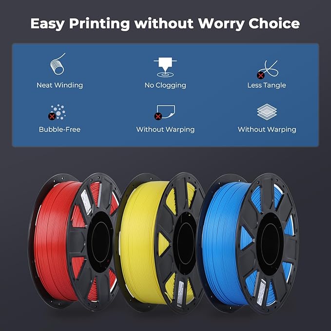 Creality 3D Printer Filament 1.75mm Ender PLA Filament No-Tangling Smooth Printing Without Clogging No Warping Fit Most FDM 3D Printers 1kg Spool Dimensional Accuracy +/- 0.02mm Yellow