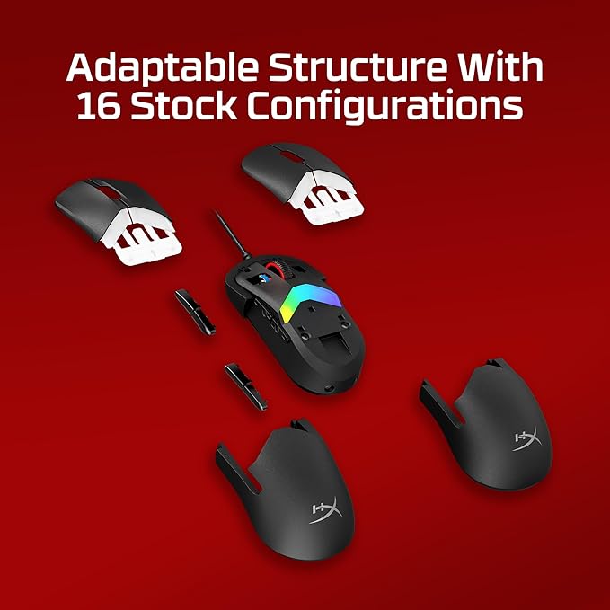 HyperX Pulsefire Saga Pro – Wireless Gaming Mouse for PC Modular Design Interchangeable Parts 4k Polling 72g Lightweight Frame Wireless Instant Pair Black