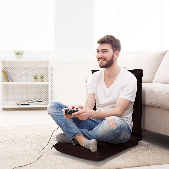 S AFSTAR Adjustable Floor Chair Set of 2 Cushioned Lounger Recliner with 6-Position Comfortable Back Support &amp Thick Padded Lazy Sofa Floor Gaming Chair Floor Seat for Gaming Reading Meditation