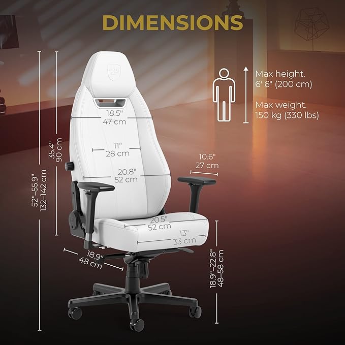 noblechairs Legend Ergonomic Gaming Chair Office Chair with Lumbar Support PU Leather White Edition