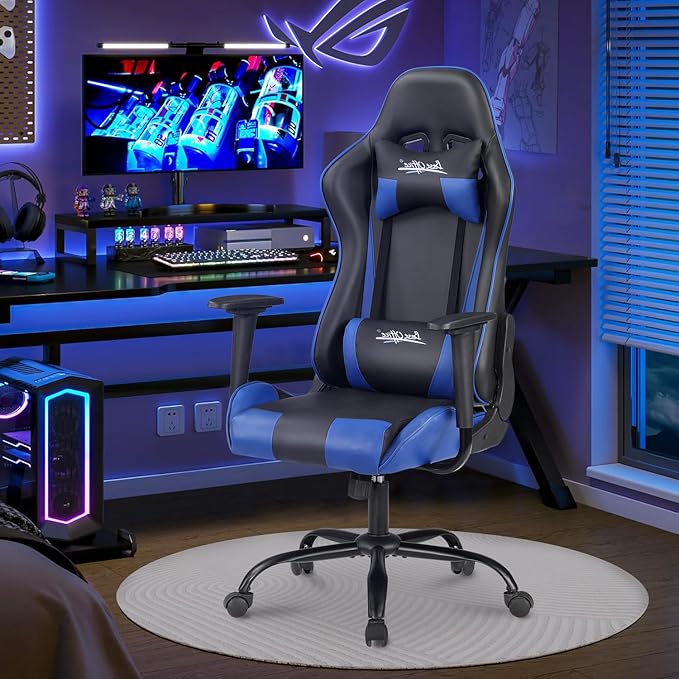 Gaming Chair Ergonomic Office Chair Racing Executive Ergonomic Adjustable Swivel Task ChairBlue