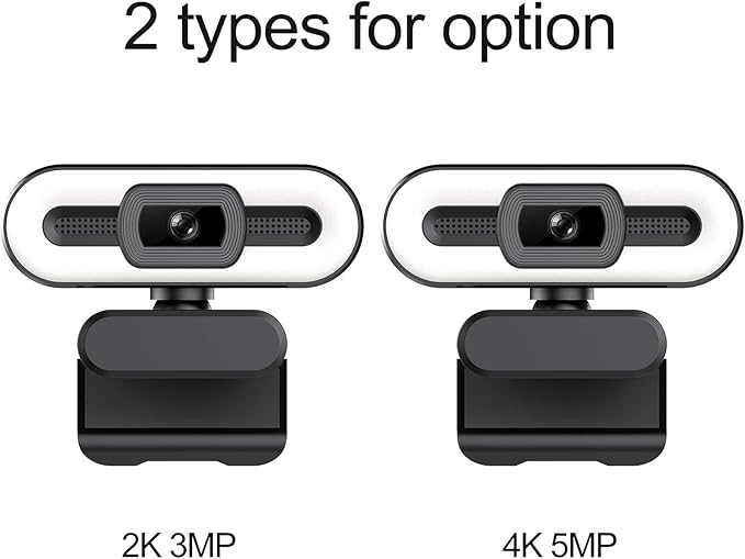 AYNEFY Webcam with Noise Suppression Microphone Live Streaming Webcam 4K 5MP HDR Image Quality Dimmable Lighting Plugandplay for Home Office Streaming