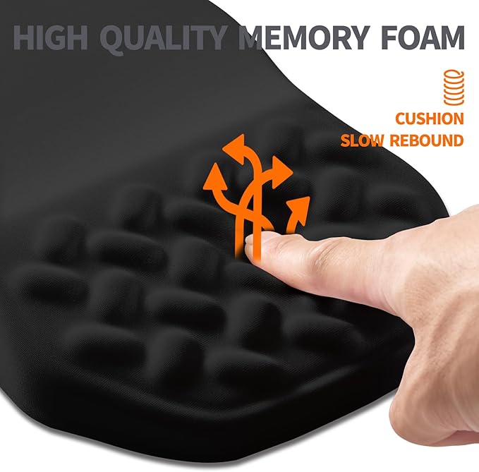 Ergonomic Slope Mouse Pad Wrist Support Wrist Rest Mousepad for Carpal Tunnel Pain Relief with Massage Bulge and Slow Rebound Memory Foam (12x8 inch Black)
