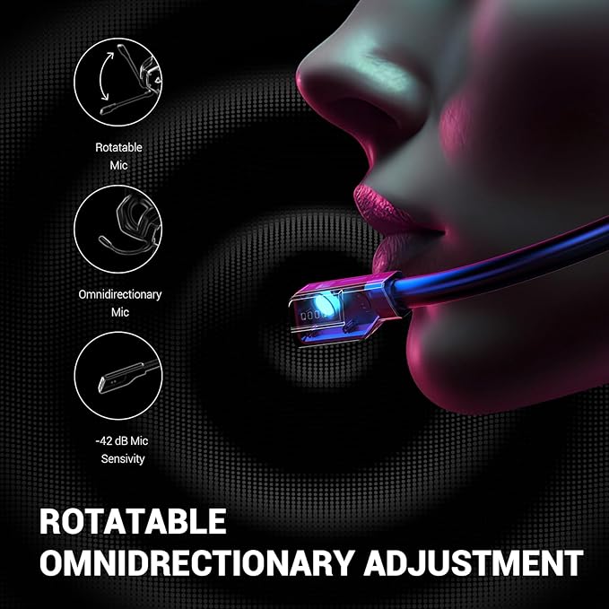 EKSA E1000 V2 Gaming Headset PC Headset with USB C Plug Wired Headphones with Noise Canceling Microphone 7.1 Surround Sound RGB Light include USB Adapter for ComputerMac PS4/PS5 Console Laptop