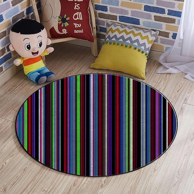 Abstract Round Chair CushionFloor mat thickest Chair Cushion Hardwood Floor Protection mat for Office and Home Computer Chairs Vertical Pattern Modern Colored StripesMulticolor Diameter 35.5 in