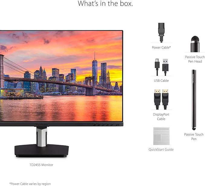 ViewSonic TD2455 24-inch 1080P FHD IPS Premium Monitor 2-Pack Bundle with 10-Point Touch Daisy Chain HDMI DisplayPort USB-C Speaker Stylus Pen