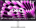 Dell 27 inch Monitor 4K (3840 x 2160) - 120Hz Refresh Rate 1500:1 Contrast Ratio AMD FreeSync - VESA Integrated Speaker Height/Tilt/Pivot/Swivel Adjustability DisplayPort &amp 2 x HDMI White